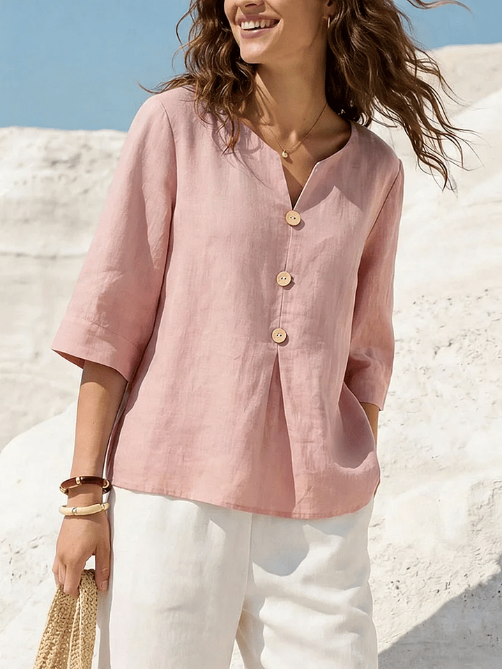 Women's Retro Solid Color Casual Shirt- Fast Shipping