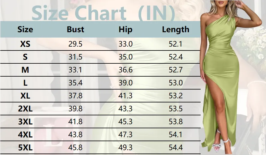 Women's Sexy One-Shoulder Satin High-Slit Long Formal Dress