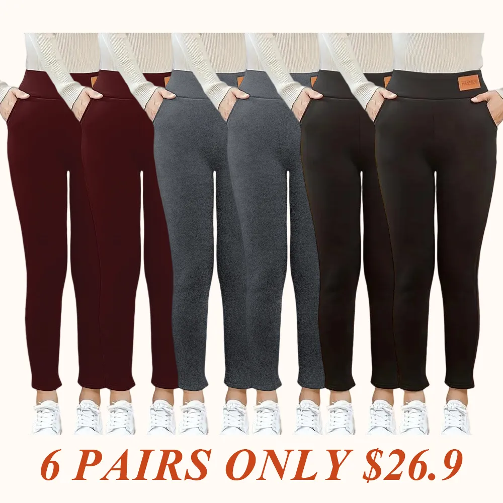 Women's solid casual plush leggings