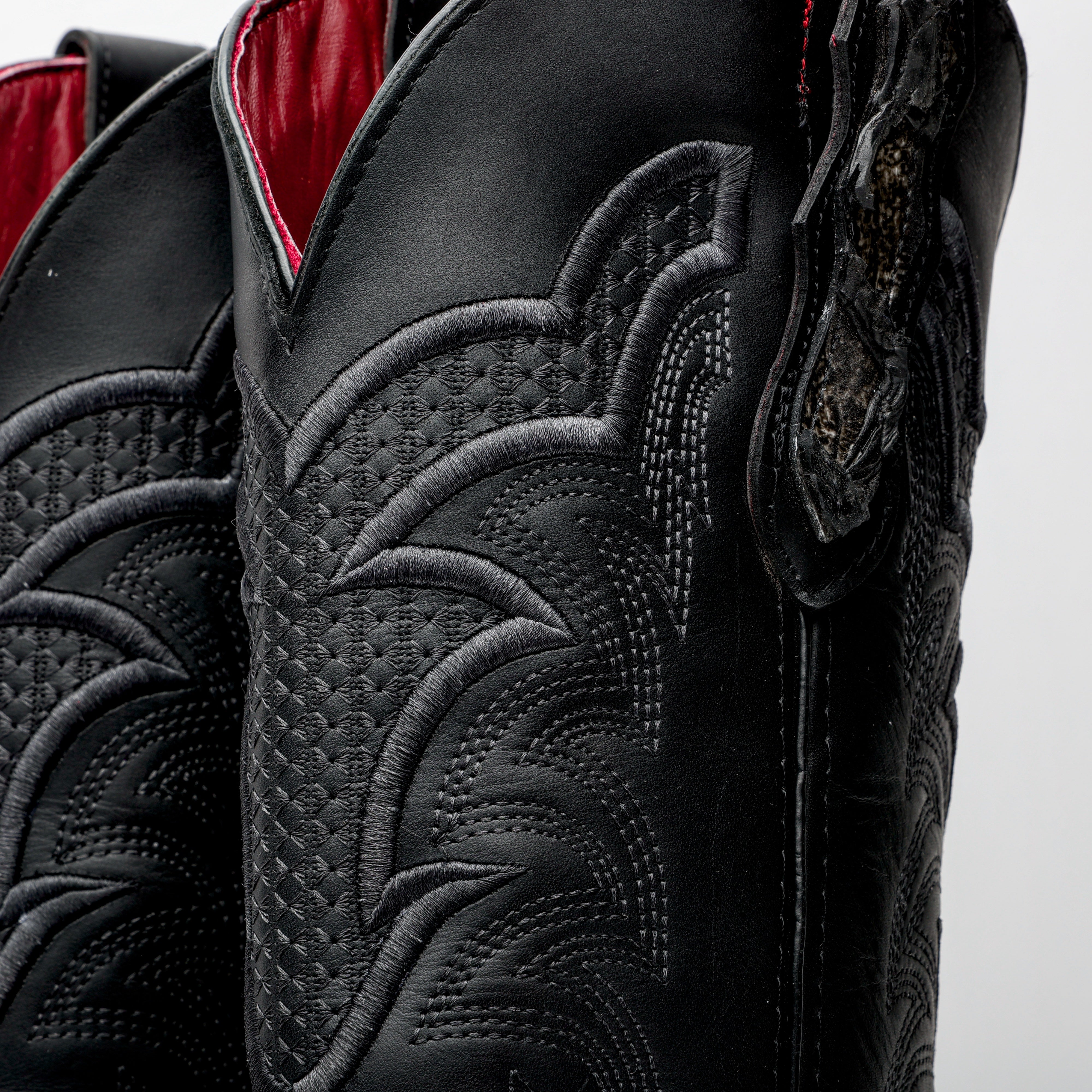 Midnight Grey Jumbo Pirarucu Leather Boots - Square Toe