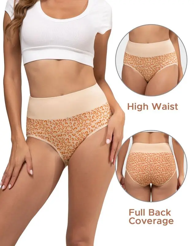 Women's High Waisted Cotton Panties 5-Pack