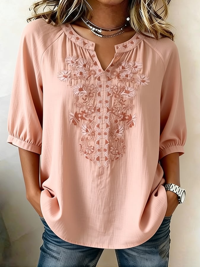 Women's Casual Three-Quarter Sleeve Cotton Linen Shirt- Fast Shipping