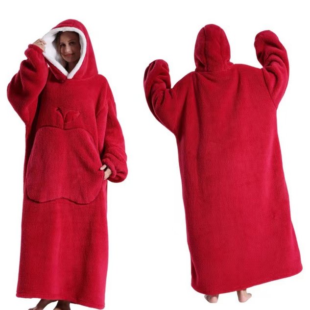 Home Clothes Jacket Lazy Hooded Sweater Thickened Blanket Loose Pullover Wearable Blanket Couple Parent-Child Style