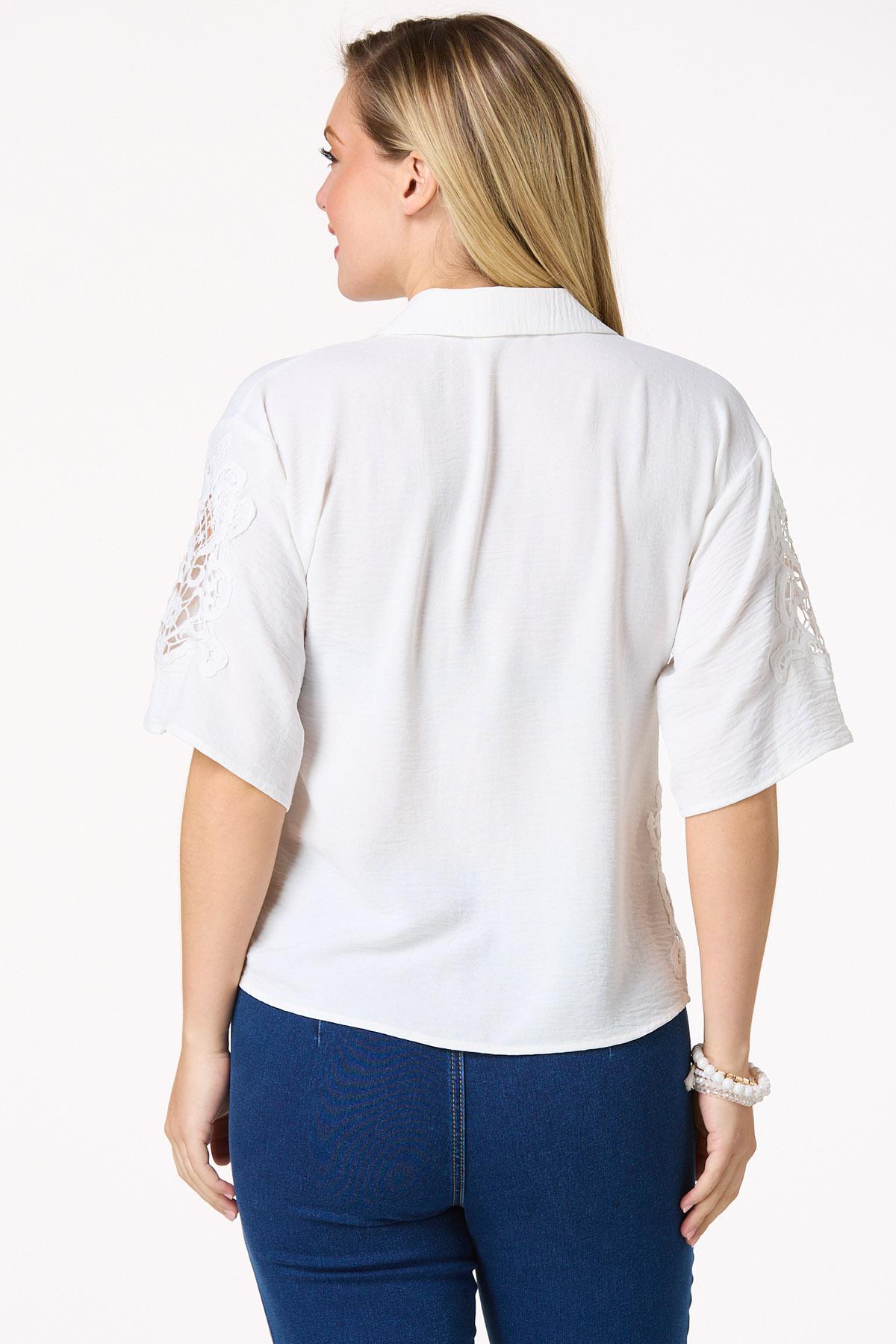 Flowy Crochet Inset Shirt