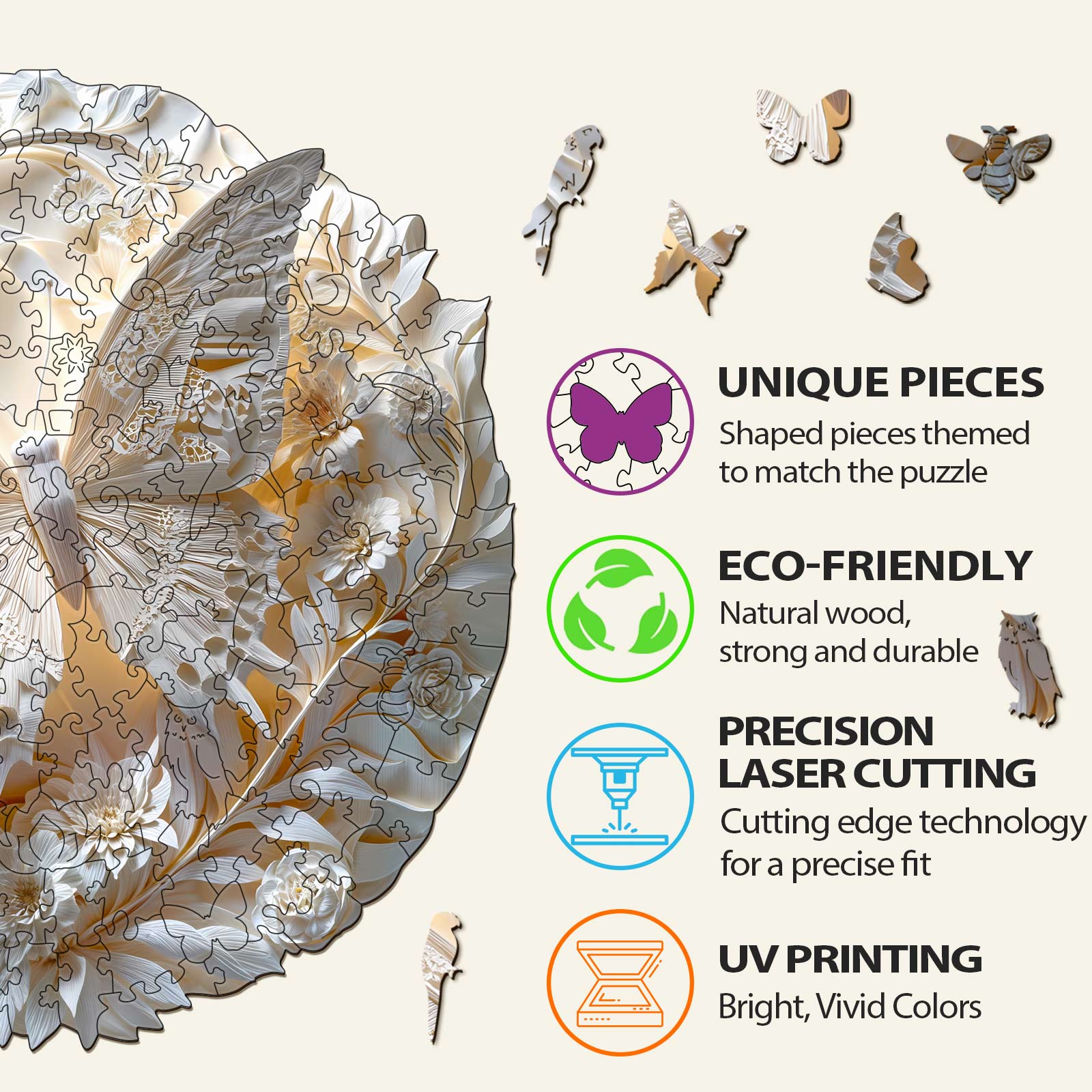 Paper Butterfly Wooden Jigsaw Puzzle