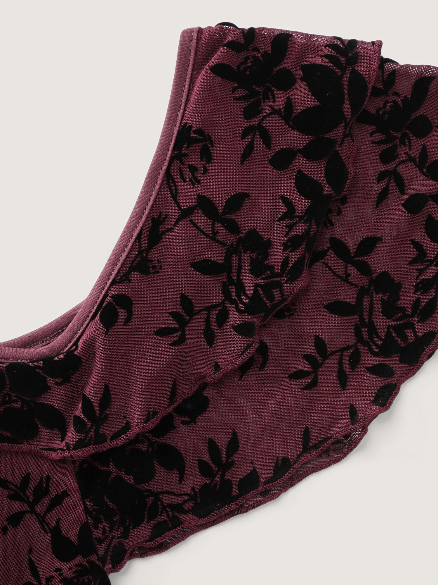 Floral Flocked Mesh Ruched Drawstring Midi Dress