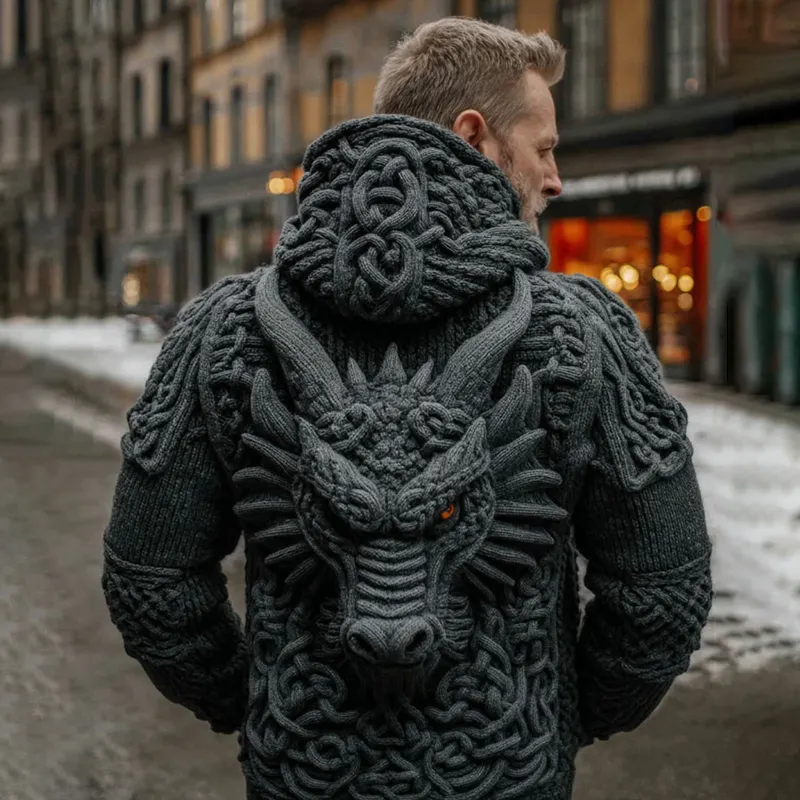 Men's Viking Celtic Dragon Cozy Casual Hooded Sweater