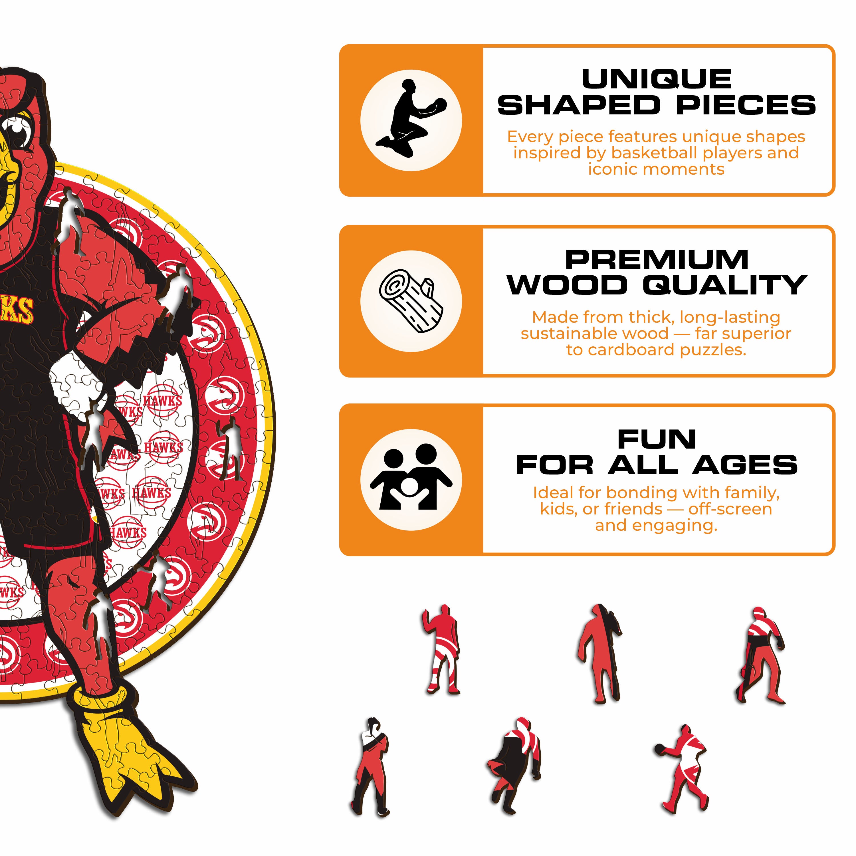 Atlanta Hawks™ Mascot - Wooden Puzzle