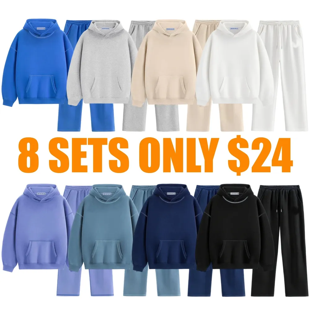 2 Piece Outfits Lounge Hoodie Sweatsuit Sets Unisex
