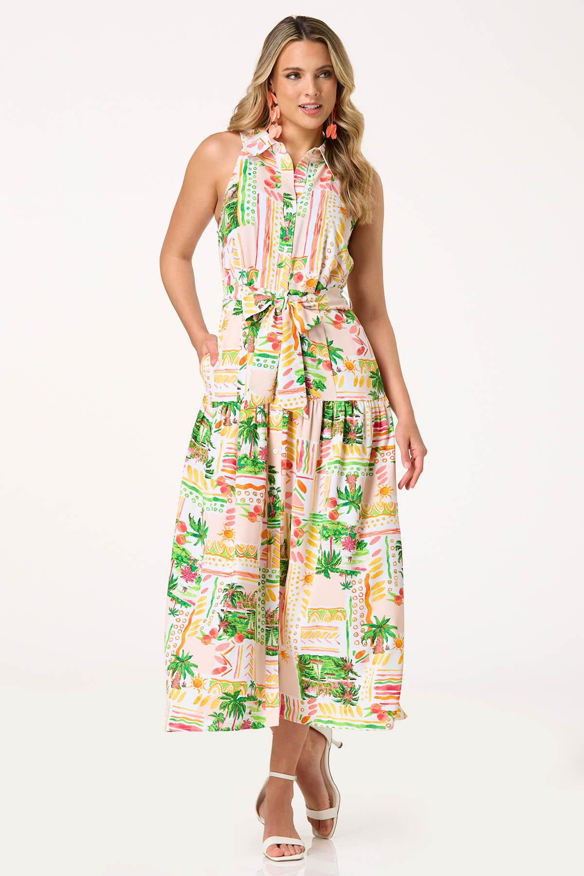 Island Sun Belted- Tie Dress