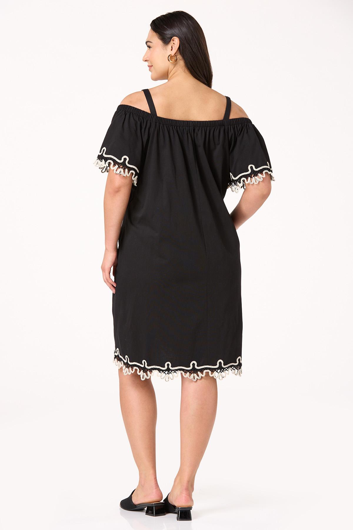 Plus Size Crochet Trim Swing Dress