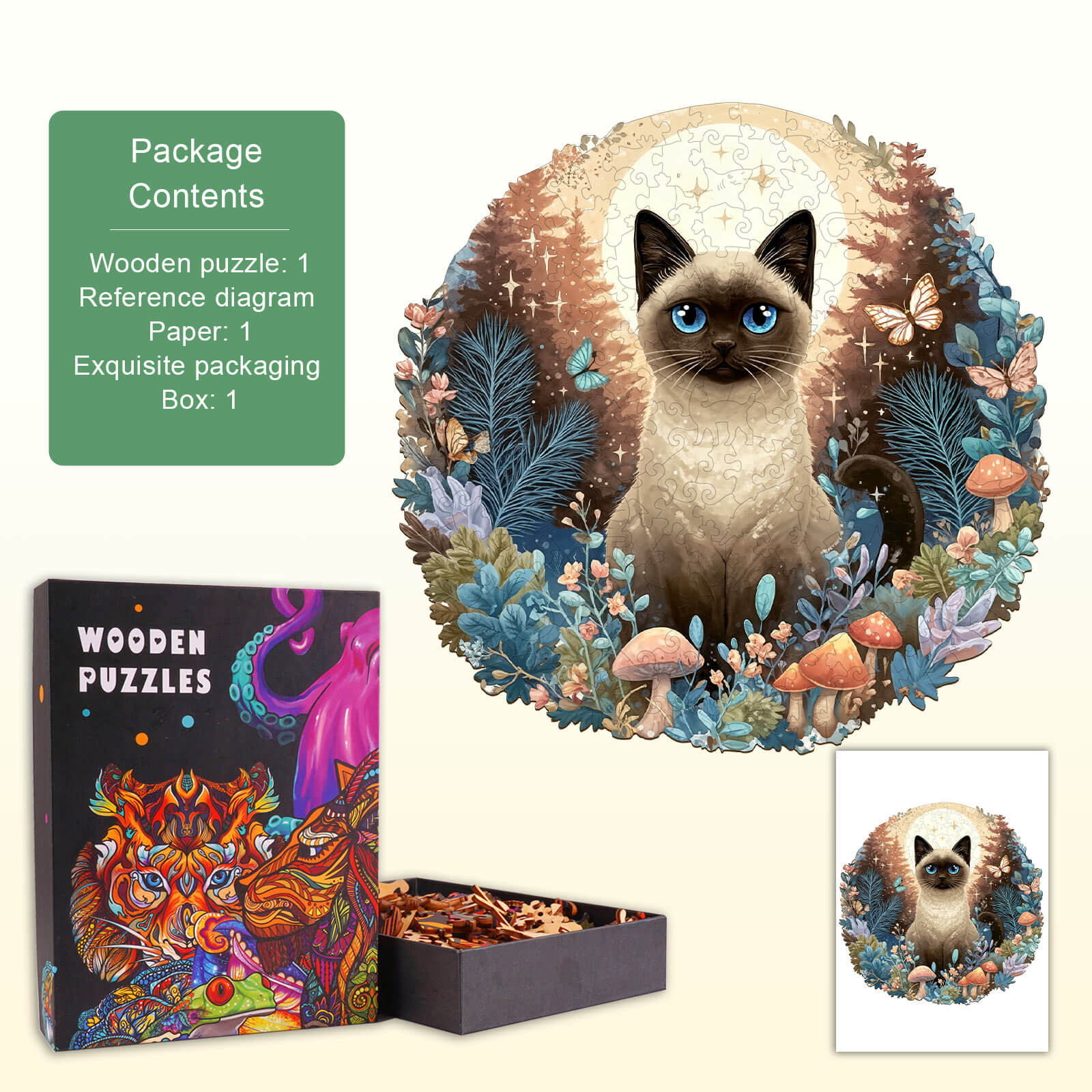 Gentle Dreamy Cat Wooden Jigsaw Puzzle
