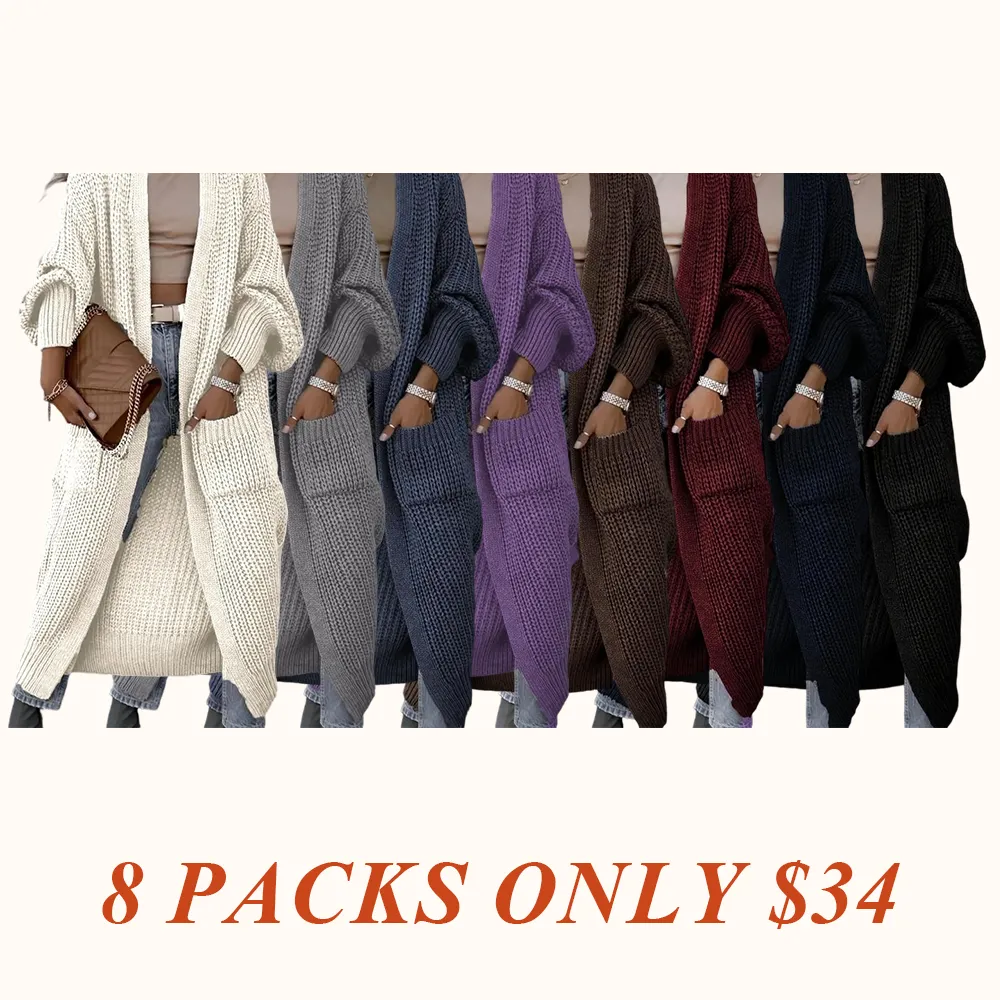 Women's Solid Drop Shoulder Long Cardigan