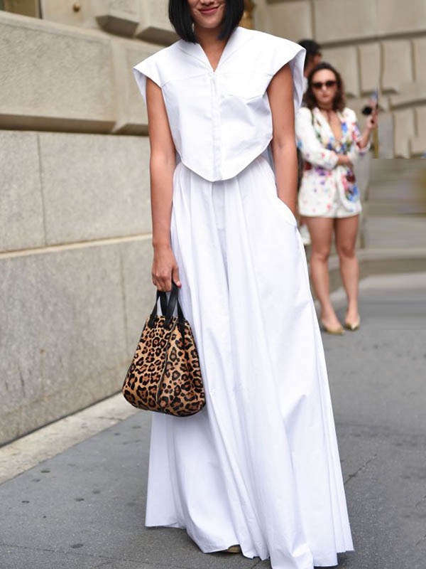 Cap Sleeve Loose Buttoned Solid Color Lapel Blouse Tops&Wide Legs Pants Bottoms Two Pieces Set