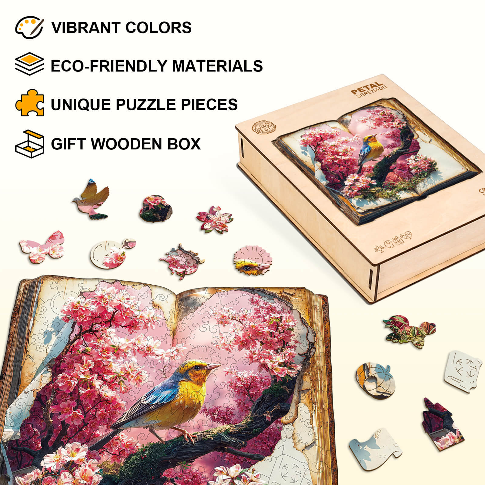 Petal Serenade Wooden Jigsaw Puzzle