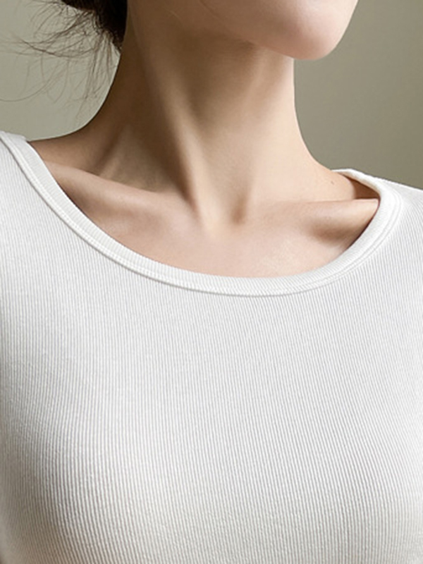 Solid Color Short Sleeves Skinny Round-Neck T-Shirts