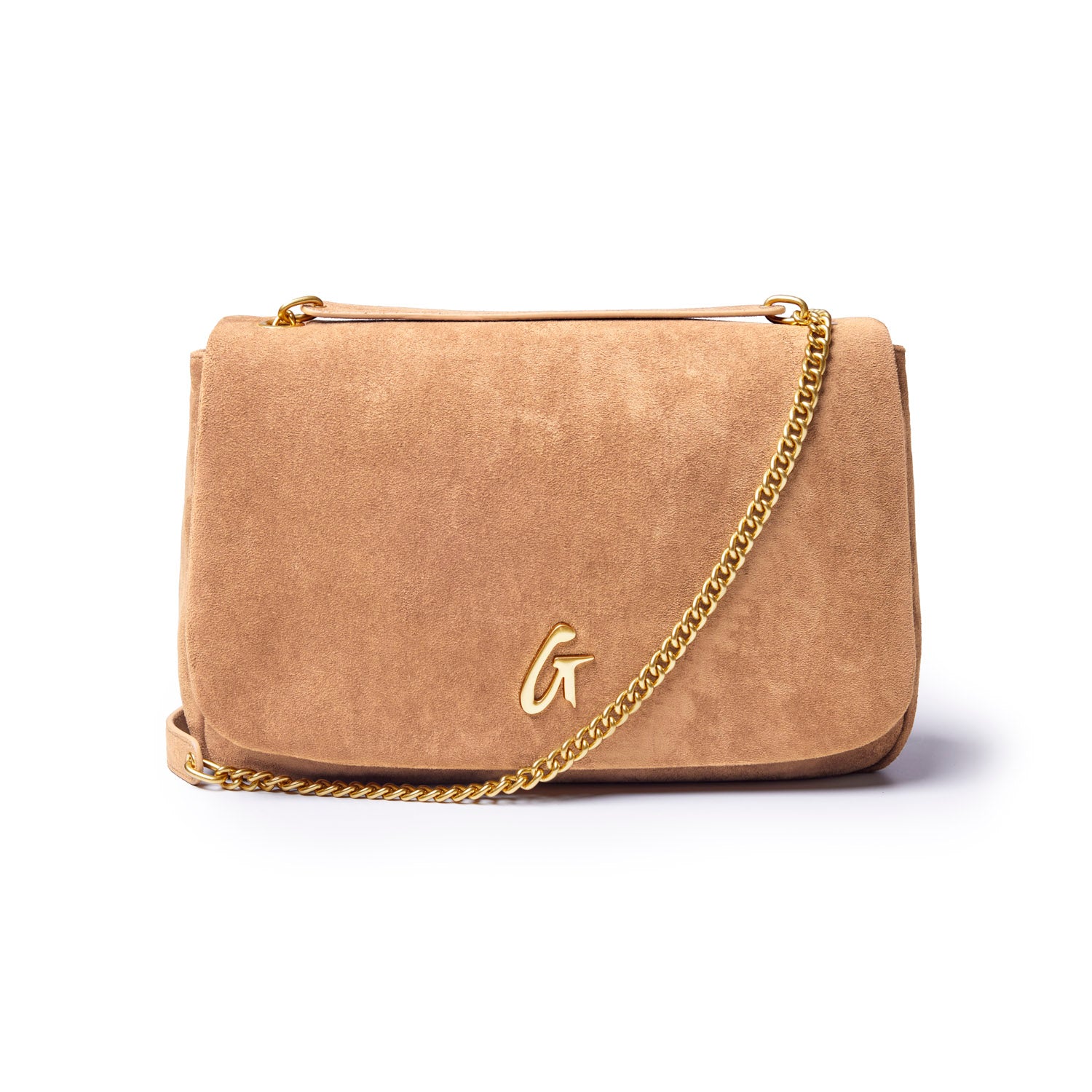 MEDIUM SUEDE FLAP BAG - TAN