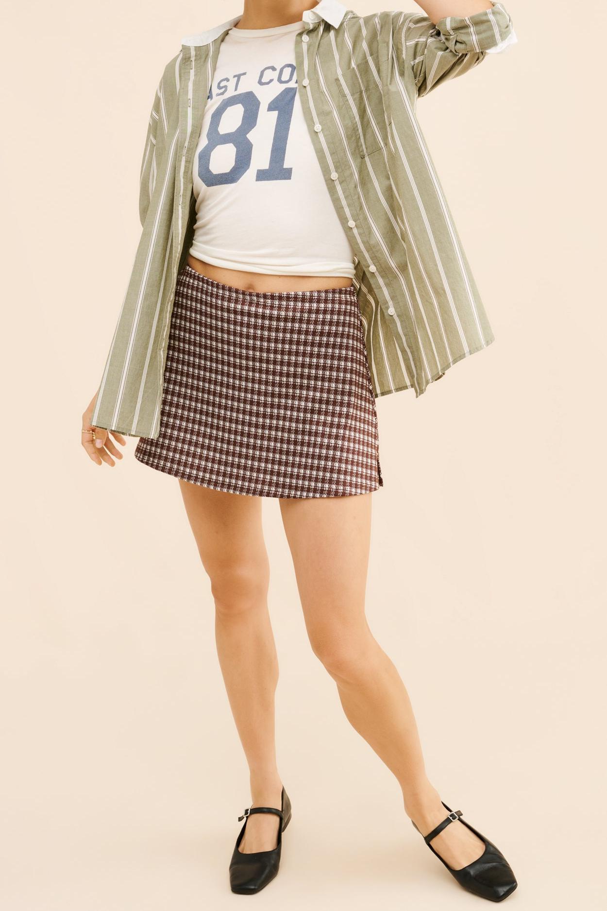 Cocoa Plaid Mini Skirt
