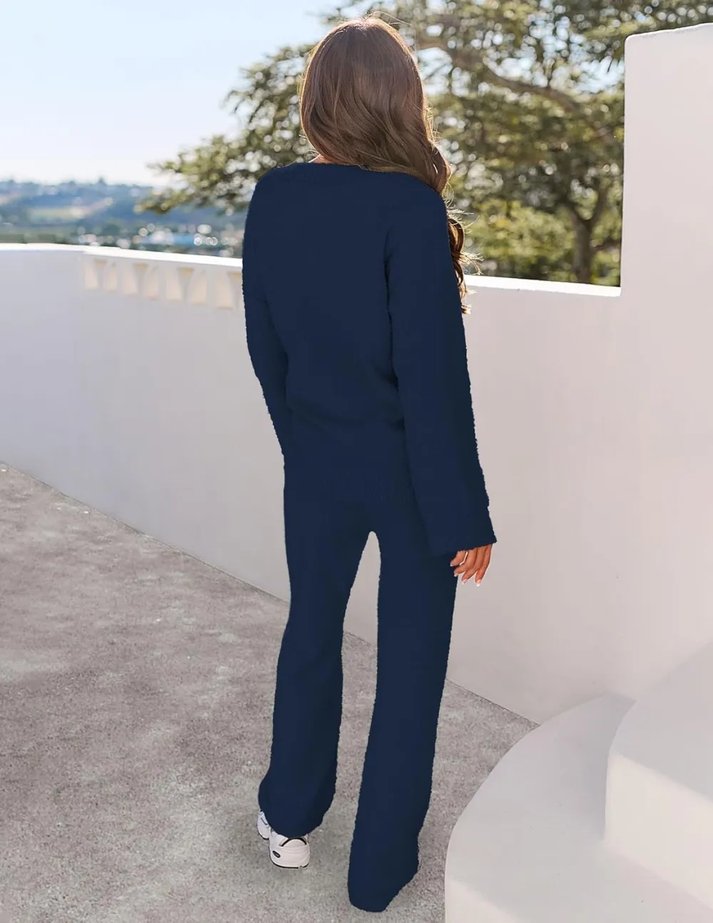 Women's Lounge Sets 2025 Fall Fashion 2 Piece Outfits Sweater Pajama Set