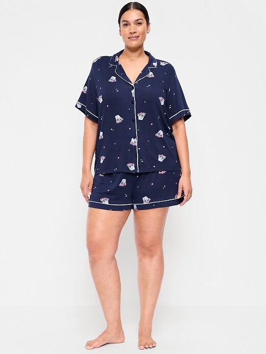 Sunday Sleep Knit Jersey Short Set Blue Bouquet