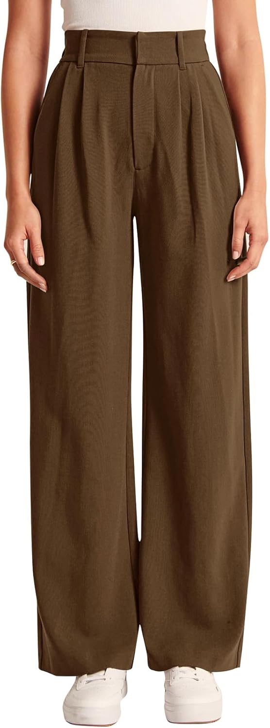 High-Waisted Work Pants for Women – Business Casual Office Trousers with Pockets