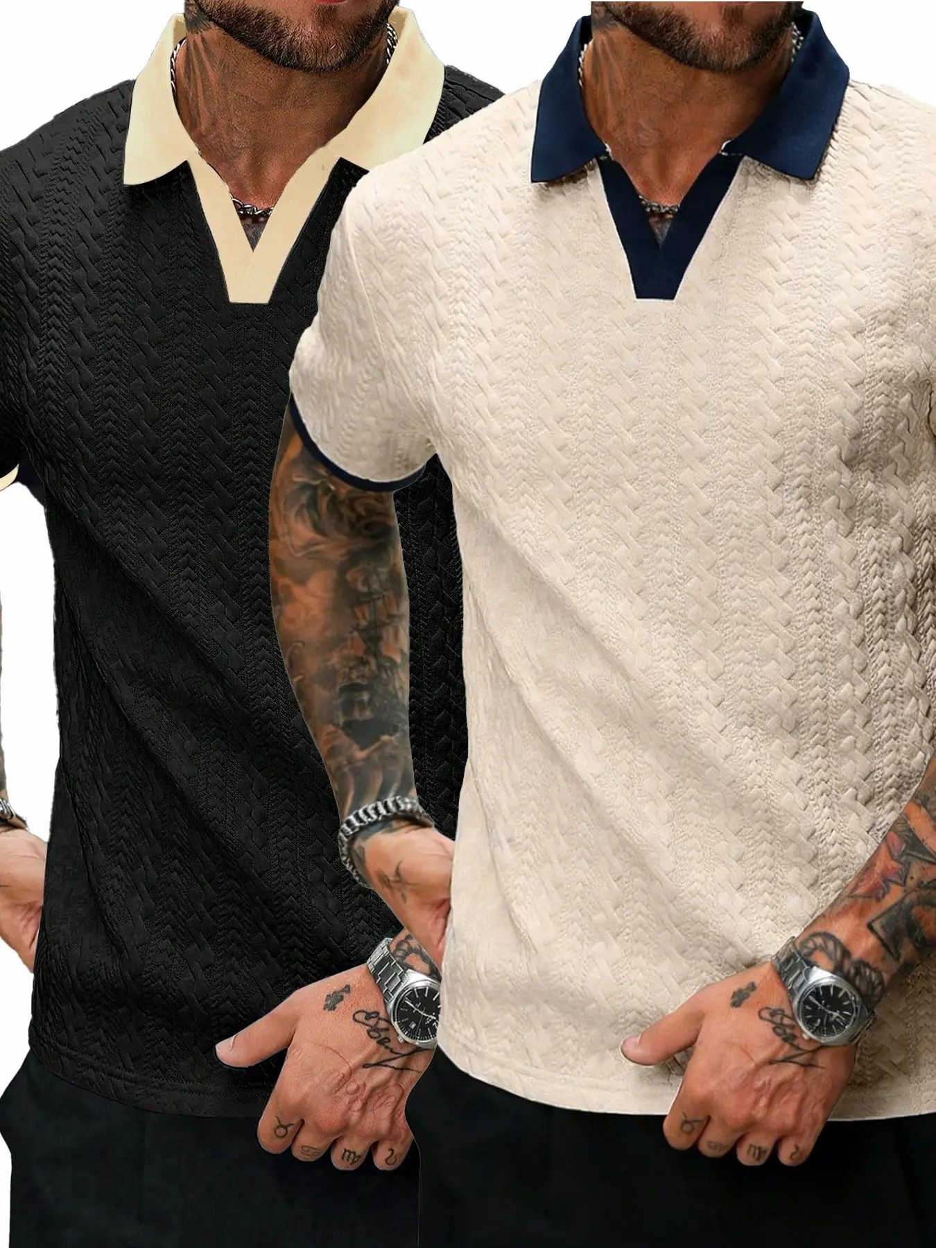 Men’s Retro Textured Colorblock Polo