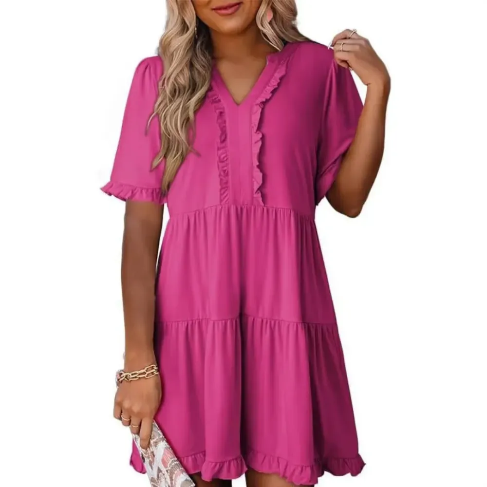 Casual V-Neck Mini Dress (Less than $3 each!)
