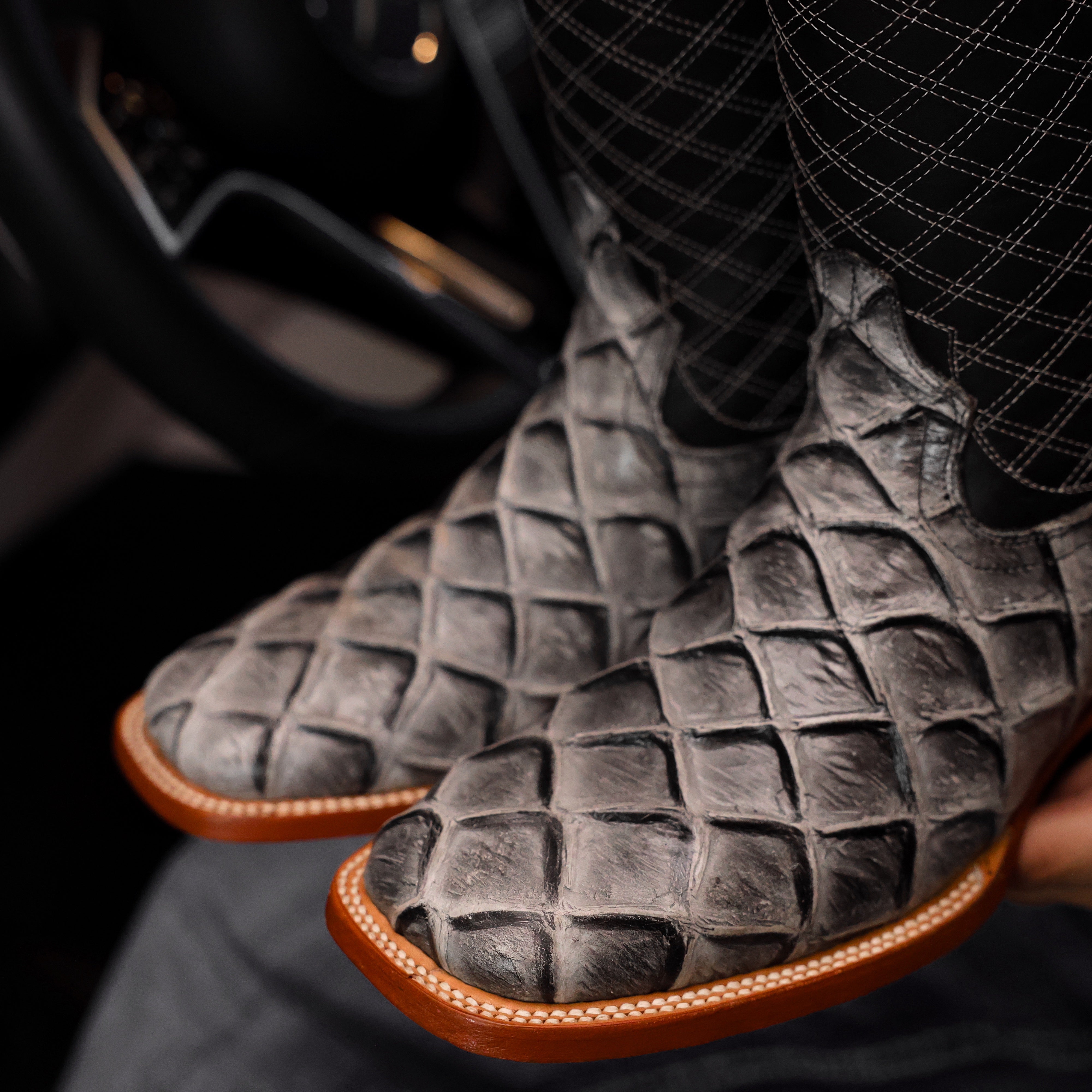 Eclipse Pirarucu Leather Boots - Square Toe