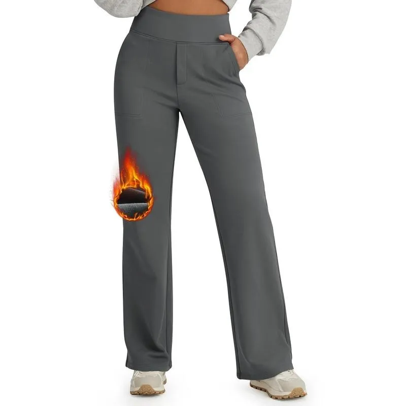 Fleece Lined Pants Women Wide Leg Sweatpants Women Warm Winter Pajamas Pants