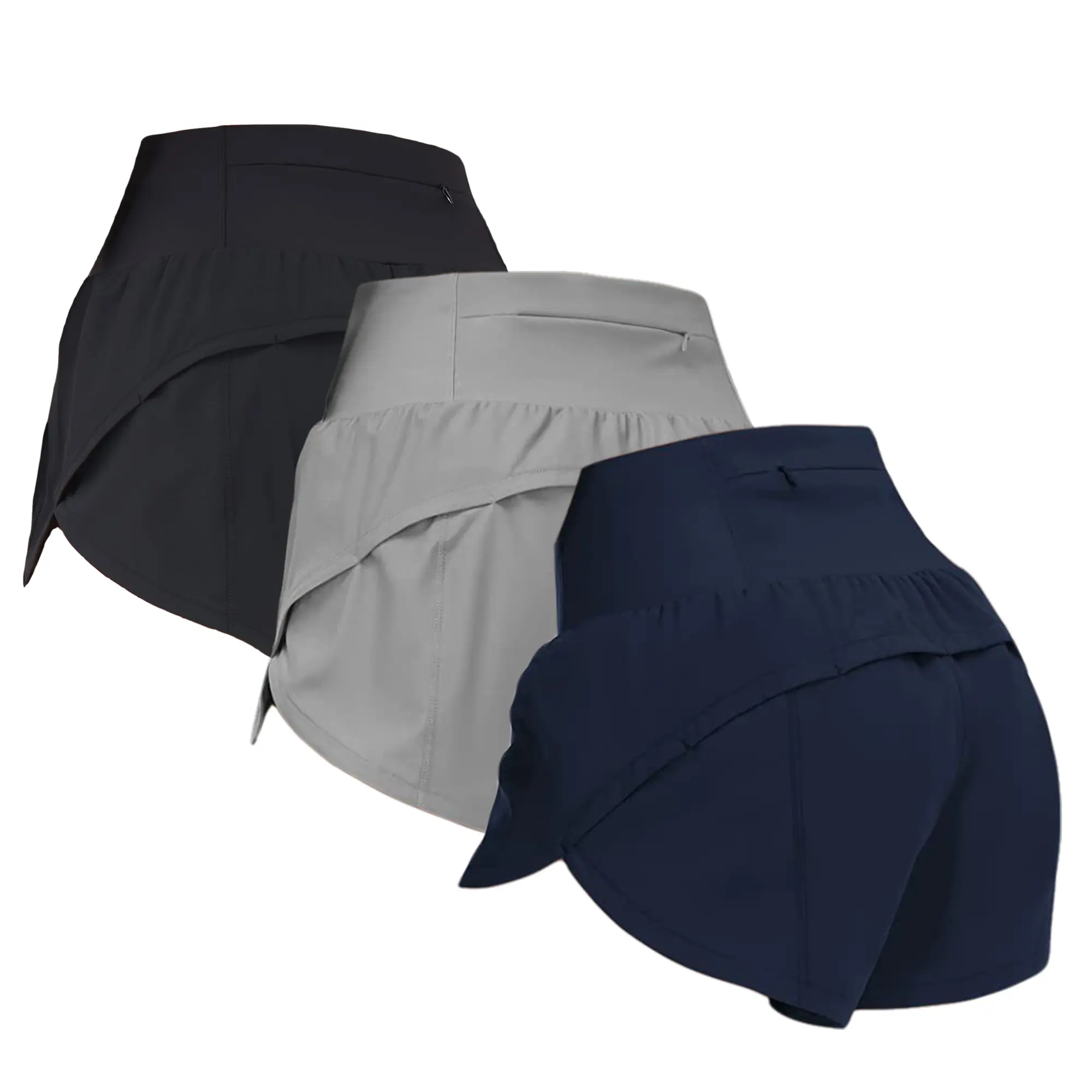 3pc Women's High-Waisted Athletic Shorts with Pockets