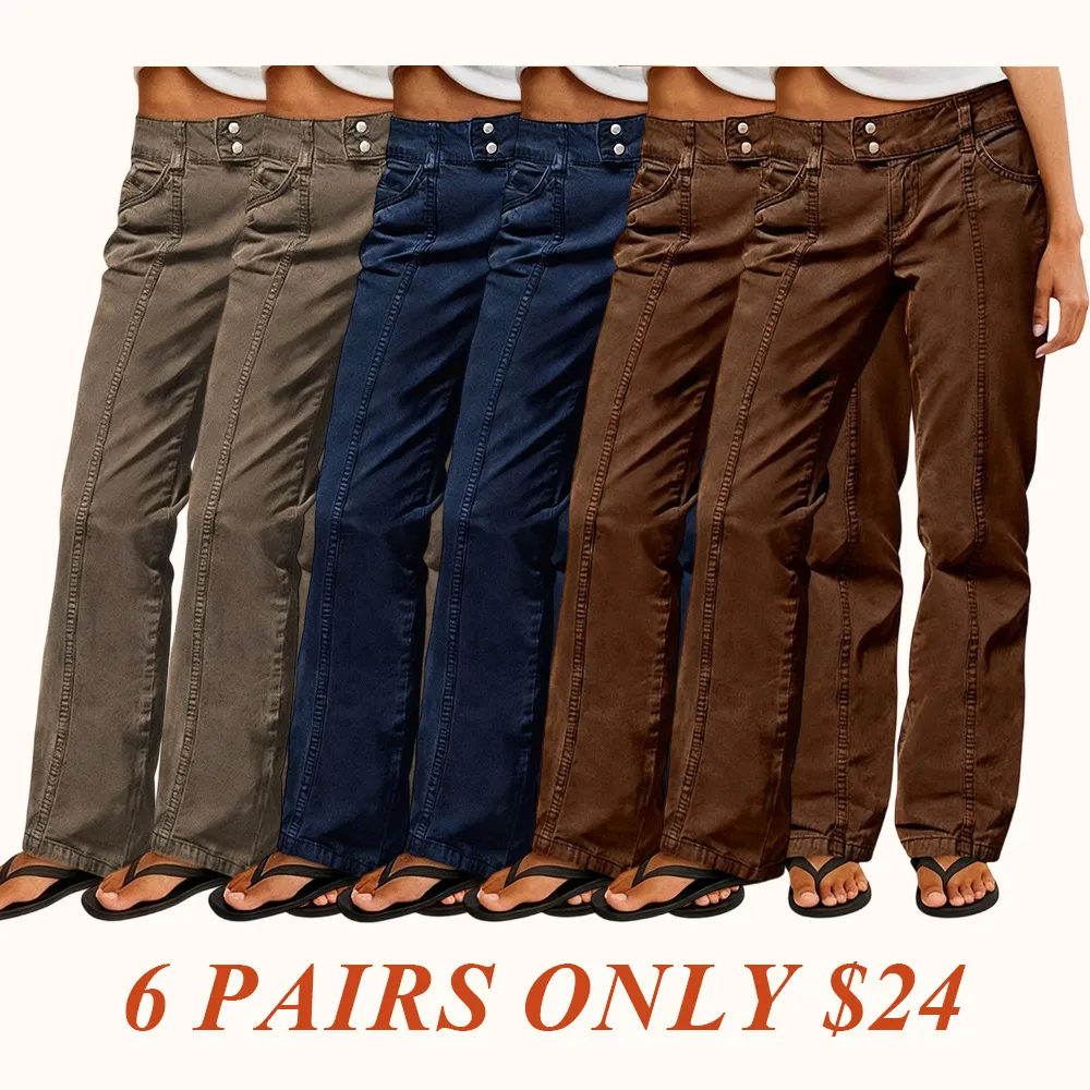 Mid Rise Straight Leg Pants women’s clothes Stretchy Fabric