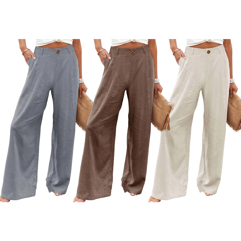 Women's Cotton Linen Pants | Summer 2026 Trendy High Waisted Wide Leg