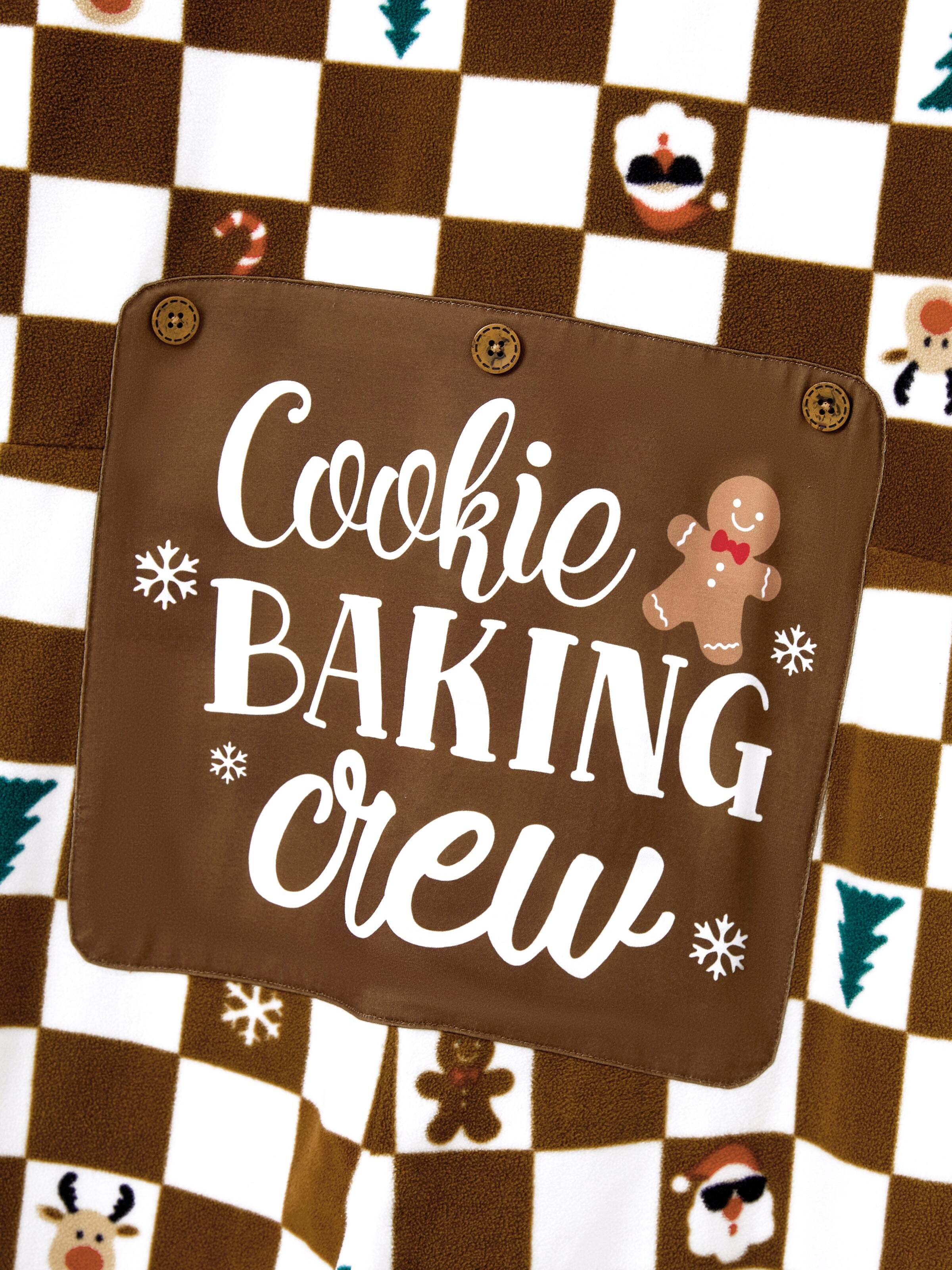 Christmas Onesies Matching Family Fleece Hoodie Pajamas Set Gingerbread Christmas-theme Plaid Print PJS with Christmas Socks Color block