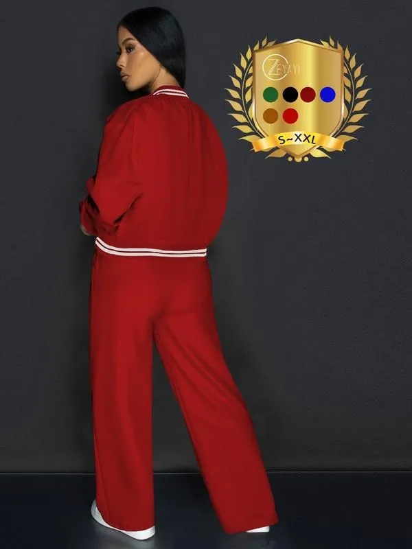 Women's Casual Baseball Jacket, Solid Color Sports Wear, Pocket Sportswear