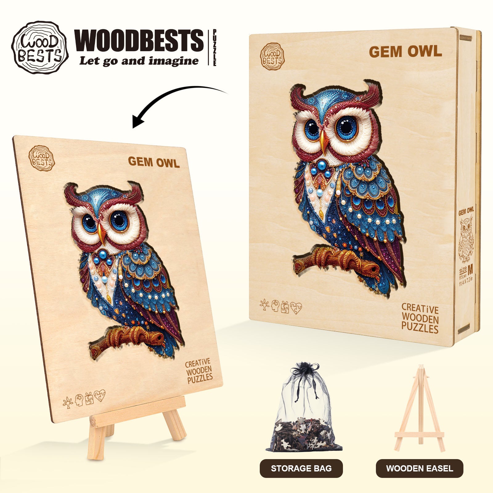 Gem Owl Wooden Jigsaw Puzzle