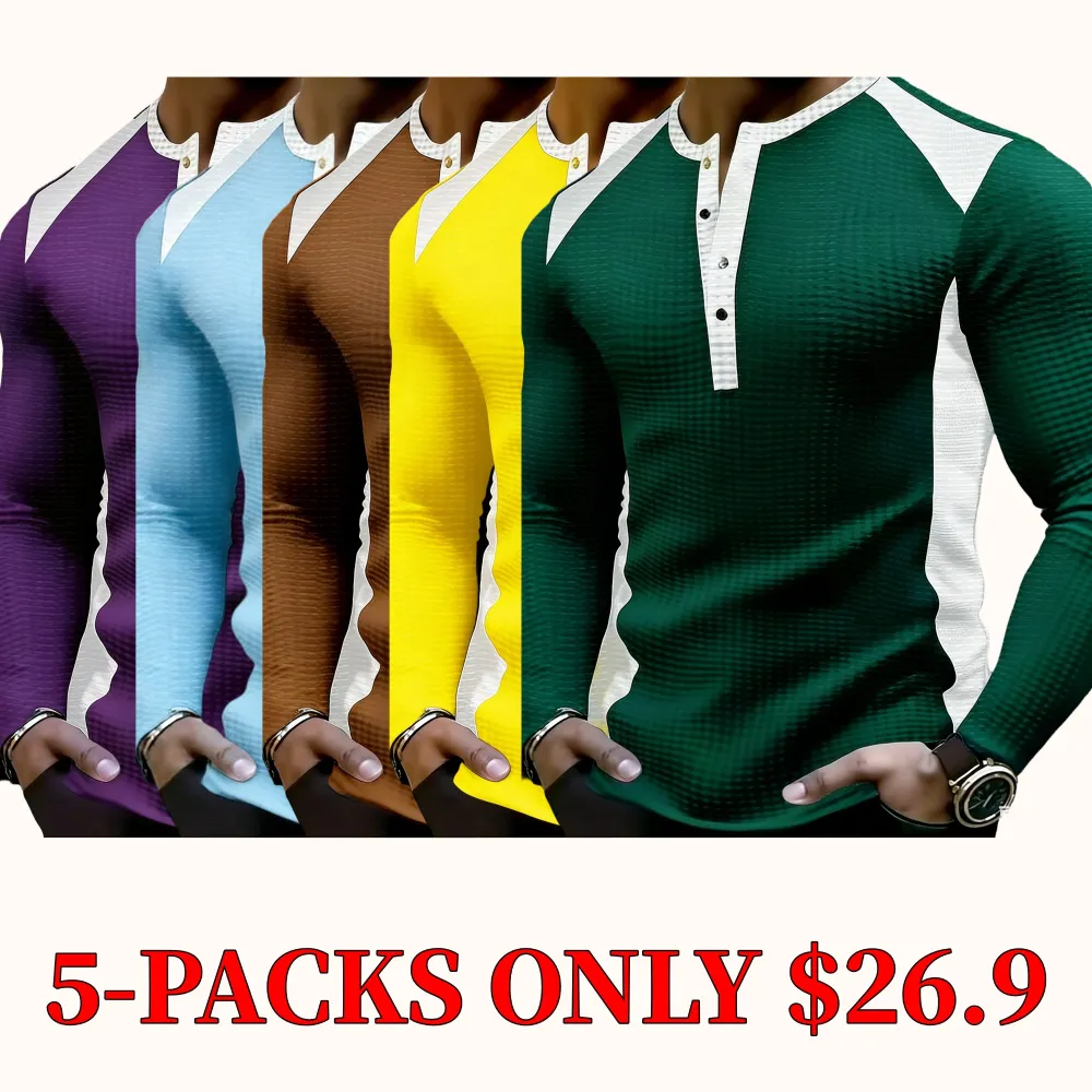 Men's color-block Henley shirt