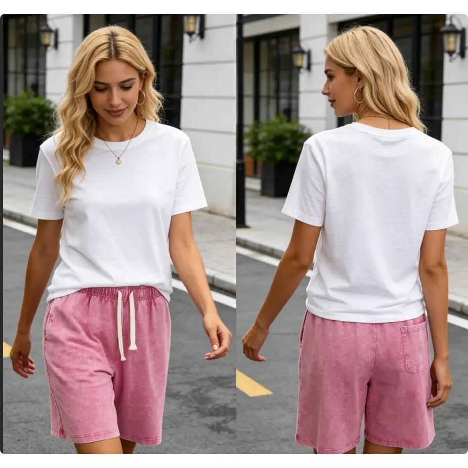 Women's Shorts Athletic Vintage Short Cotton Heavyweight Elastic Waist Streetwear Sweatpants.