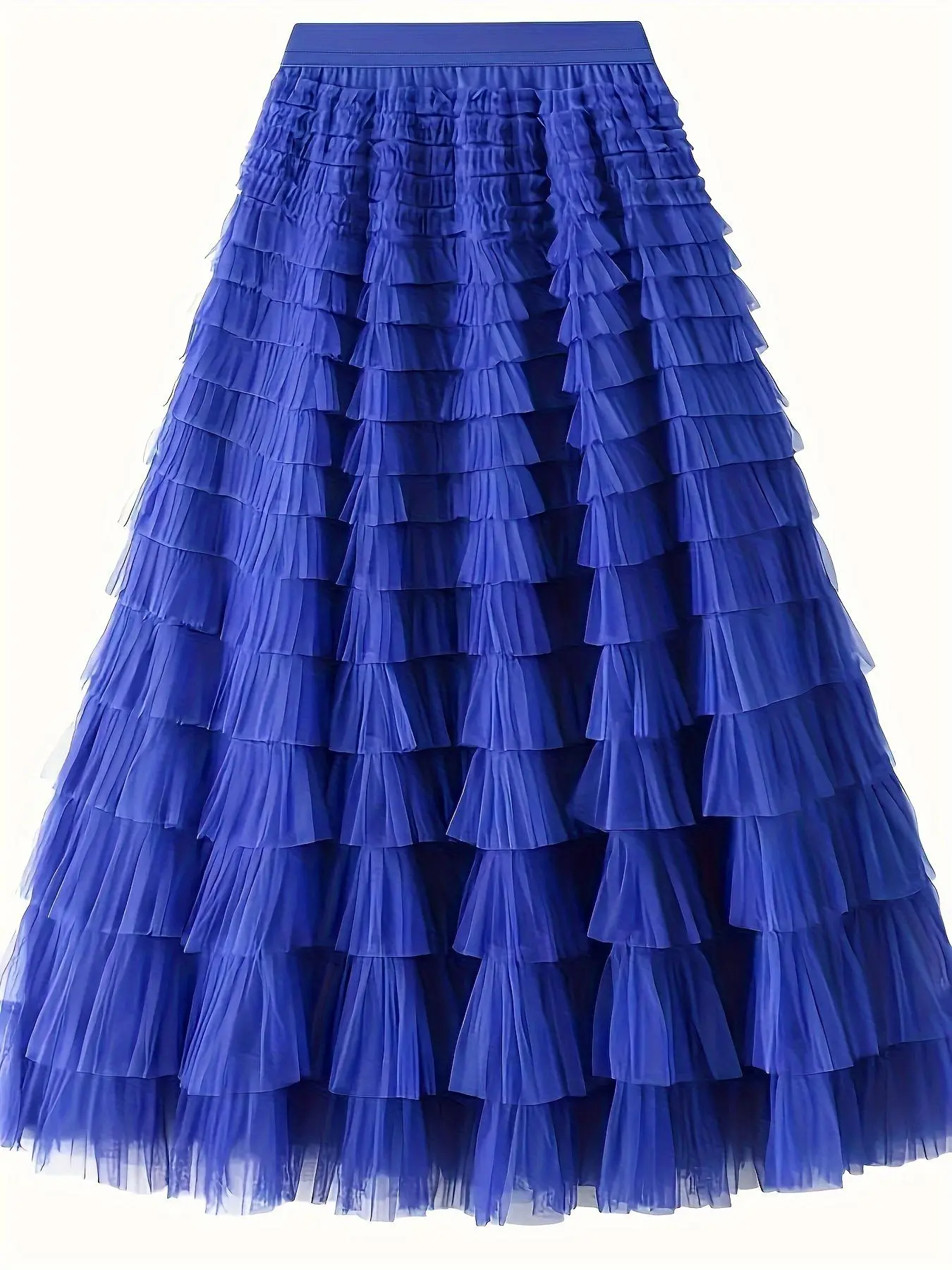 Women's Plain Ruffle Hem Tiered Layer Knit Skirt