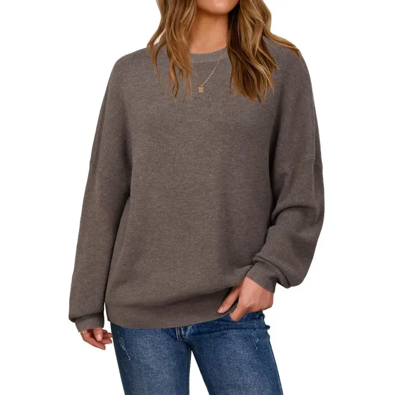 Women's Wool Blend Oversized Sweaters Crewneck Casual Fall Outfits Fashion Tops