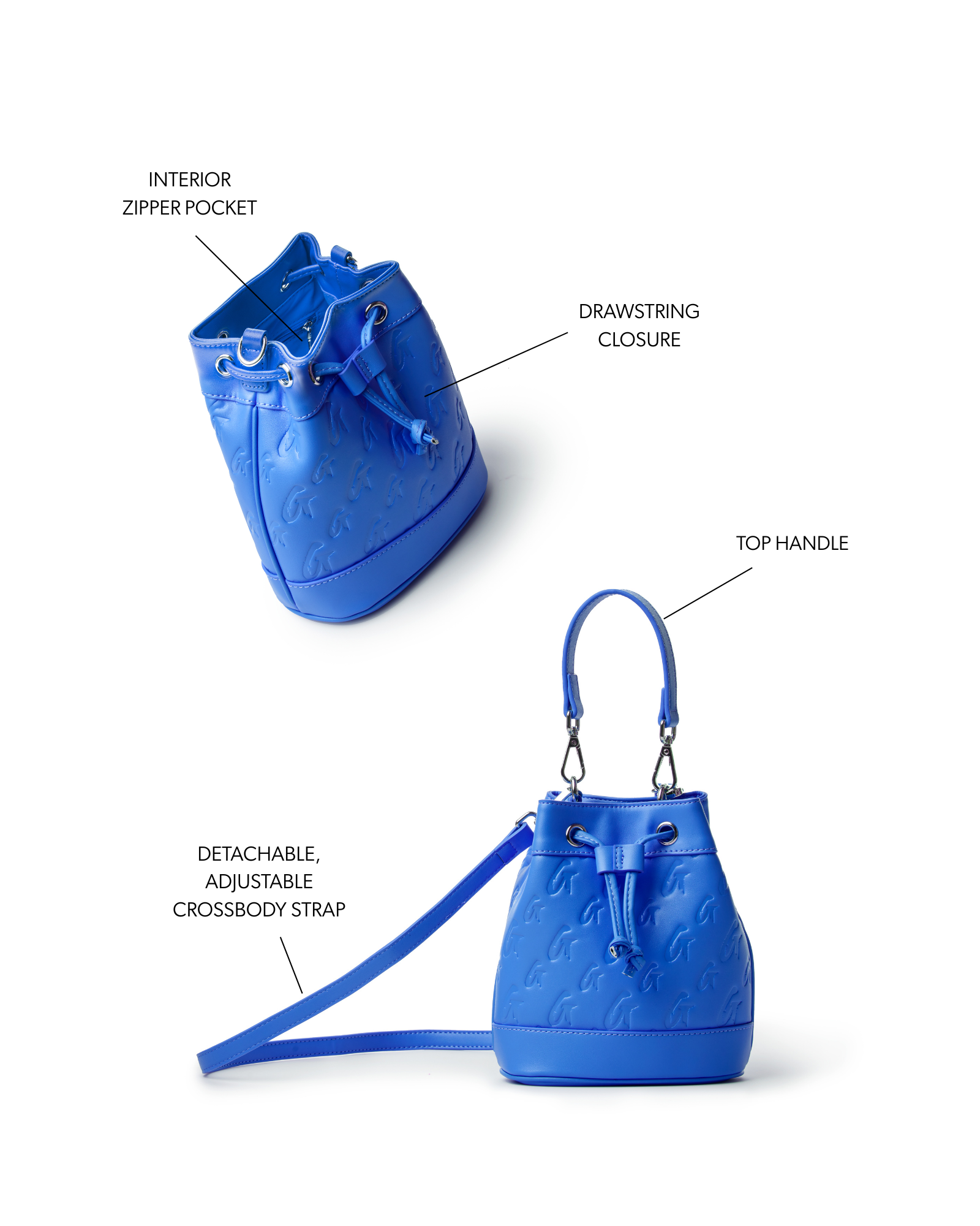 MINI MONOGRAM BUCKET BAG - BLUE