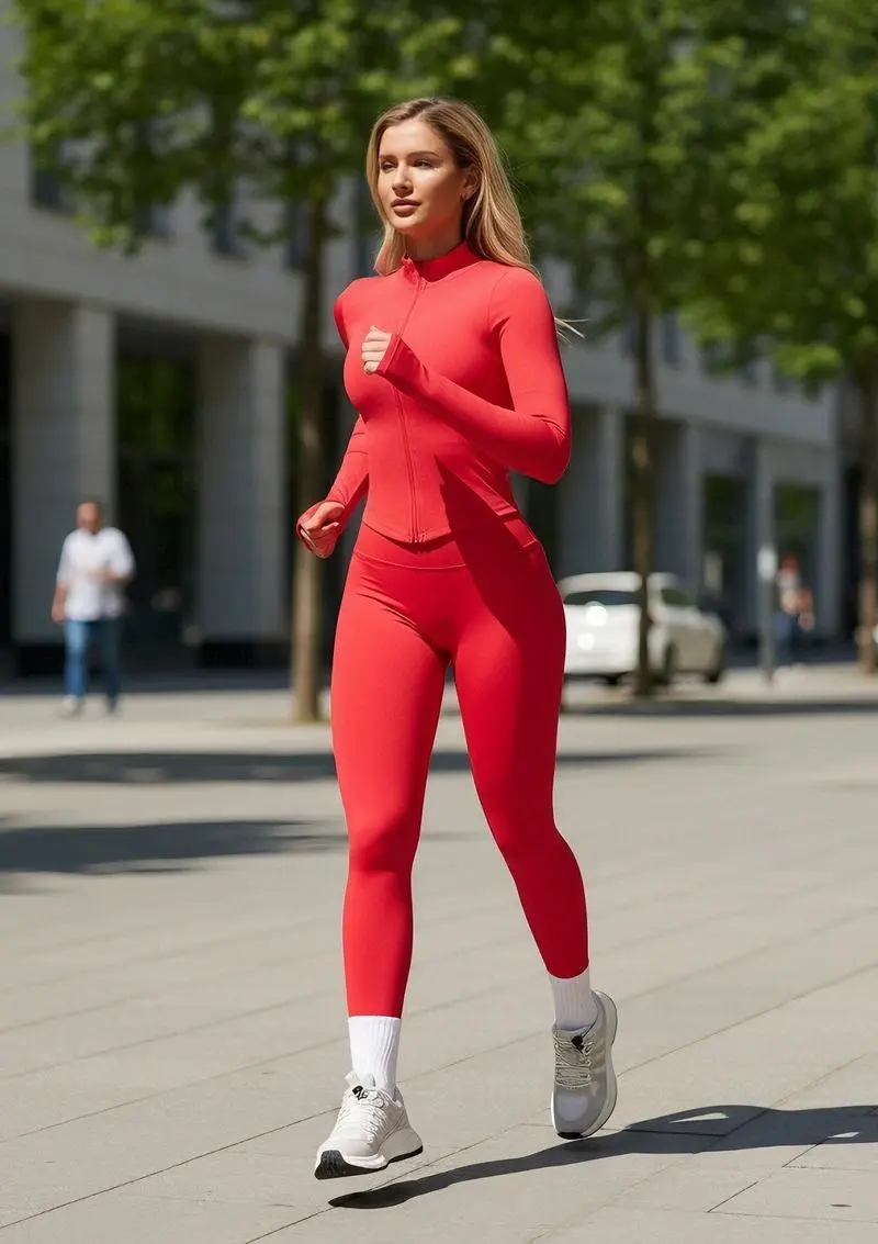 Women's Solid Criss Cross Crop Tank Top & High Waist Leggings & Zip Up Crop Jacket Tracksuit Set