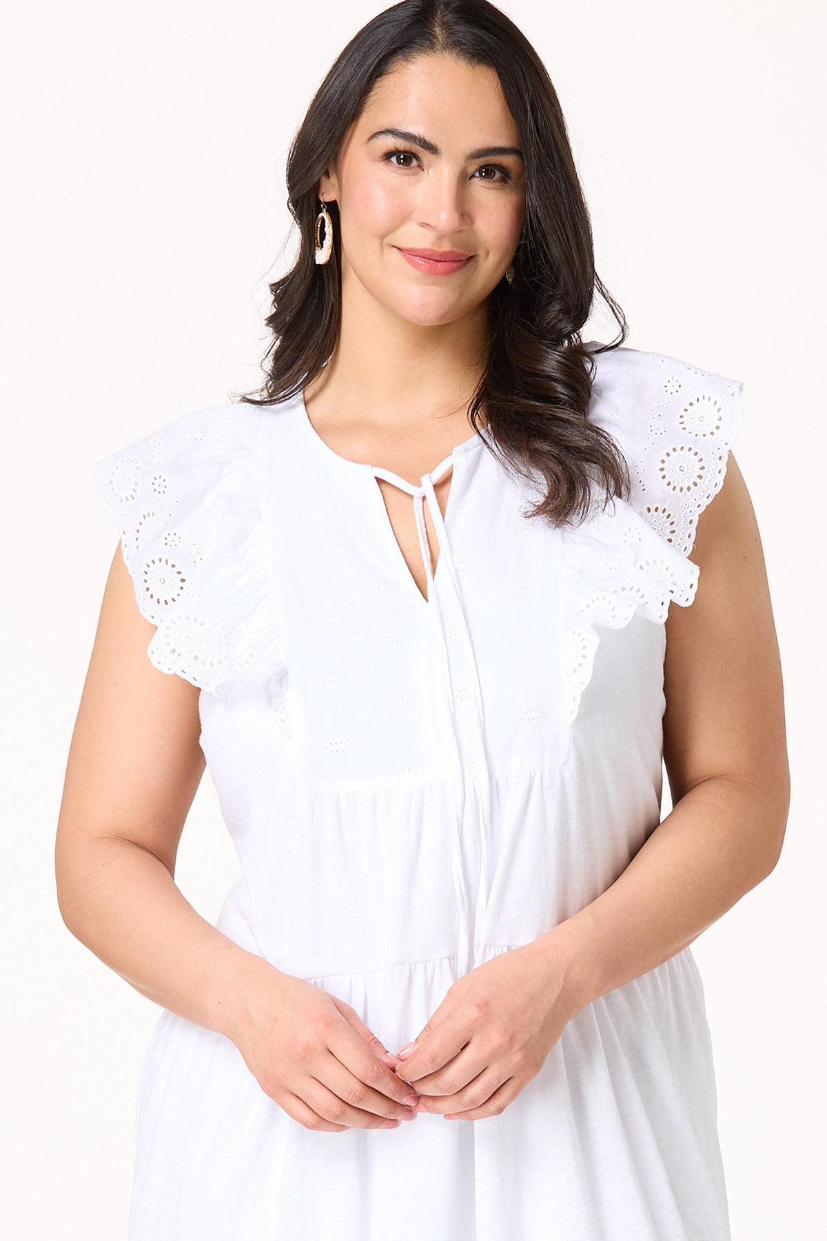 Plus Size Eyelet Flutter Sleeve Swing Dress