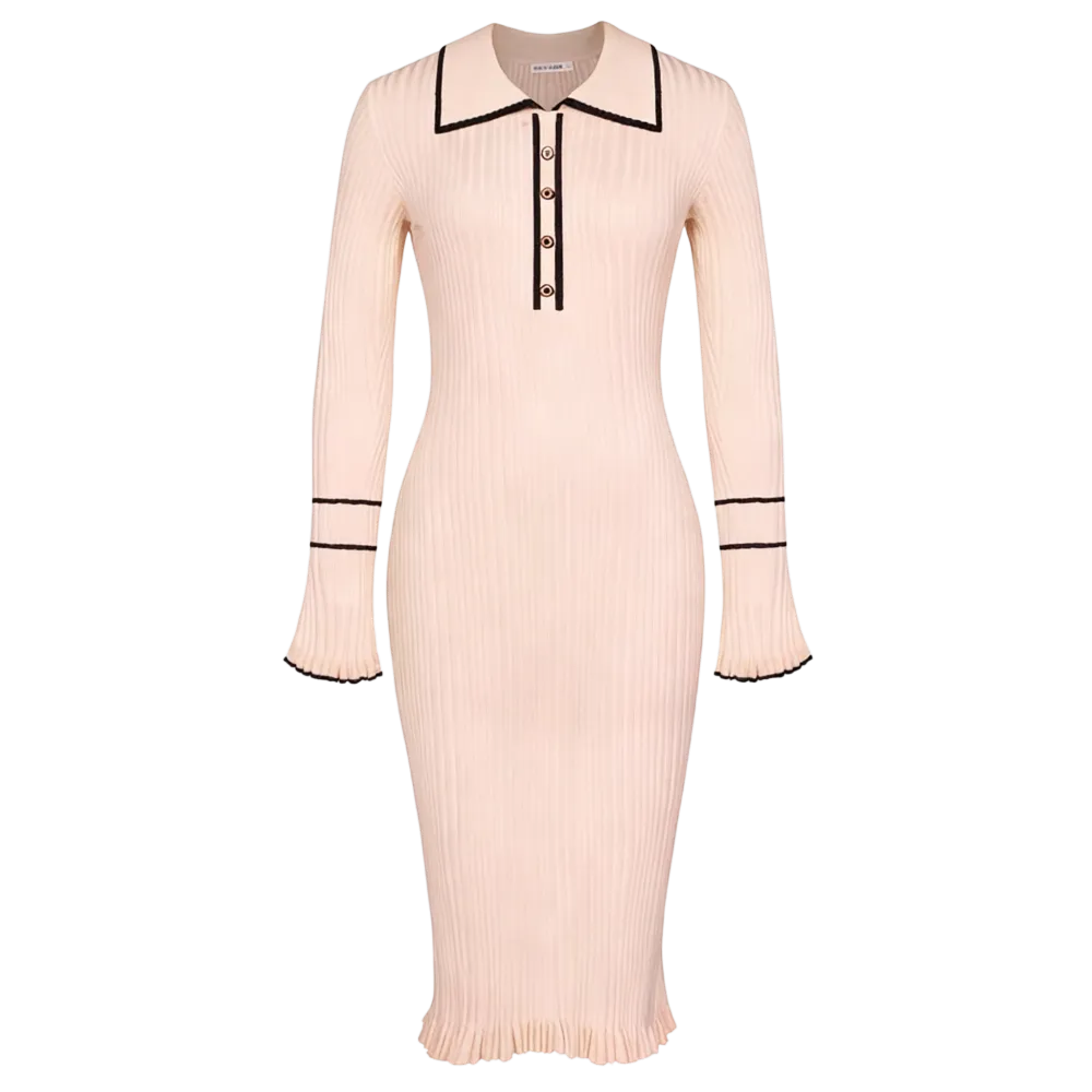 Women Ribbed Sweater Dress Long Sleeve