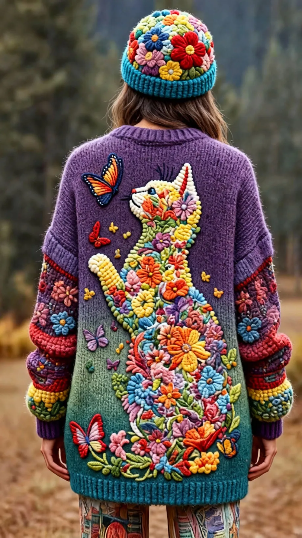 3 PCS $17.97 Women's Artistic Animals Line Knit Hooded Sweater