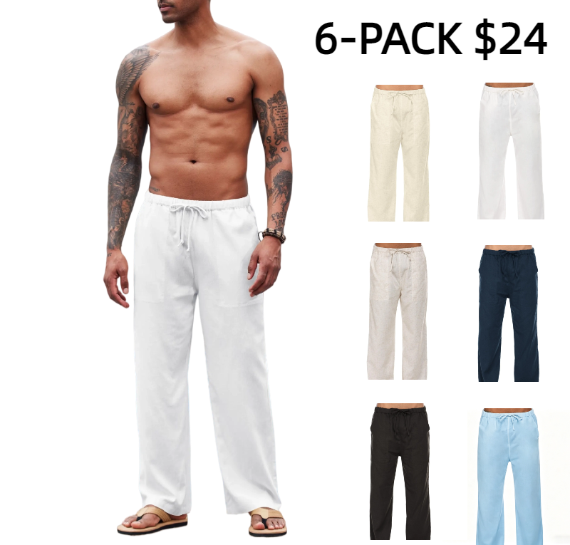 New York Fashion Week Linen Yoga Elastic Beach Vacation Pants Cotton Fabric Bottom Breathable Drawstring Light Loose Comfort Fit Adjustable Summer Trouser