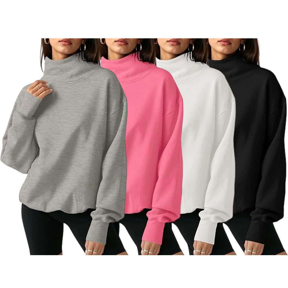 2026 Women's Oversized Turtleneck Sweatshirt Long Sleeve Pullover
