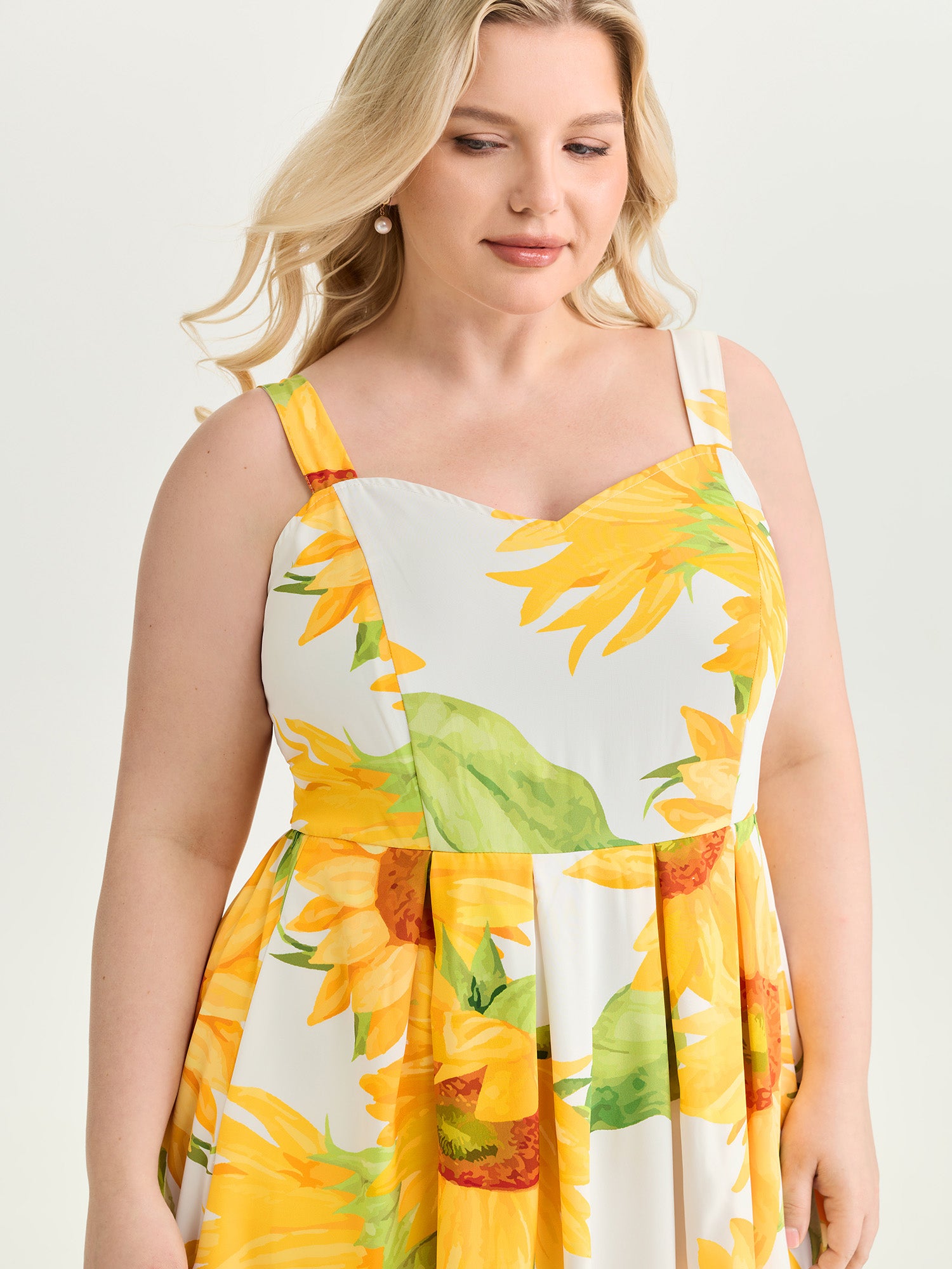 Sunkissed Sunflower Print Shirred Maxi Dress