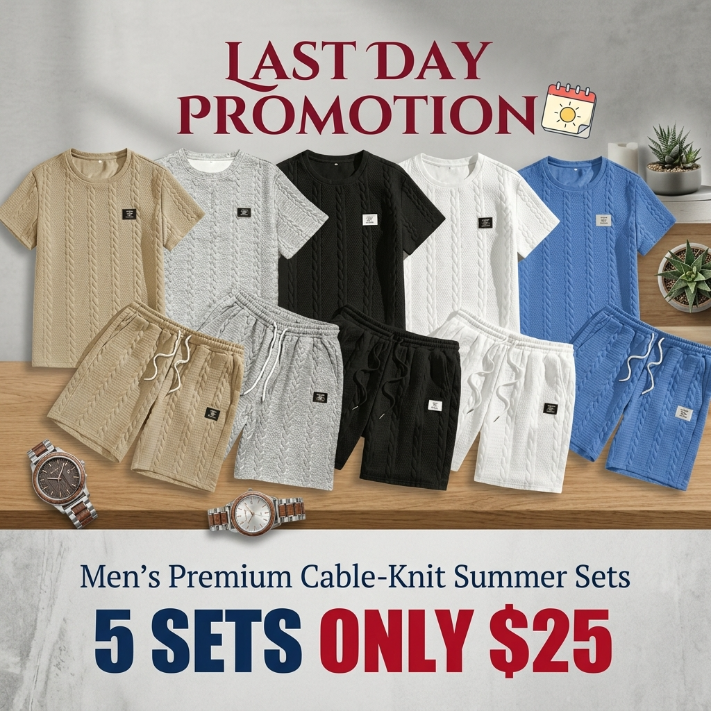 ⭐Men’s Casual T-Shirt & Drawstring Shorts Set (Regular Fit)