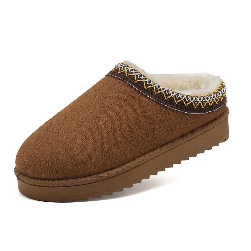 Women's Slipper Suede Leather Indoor/Outdoor Comfy Fleece Lined Short