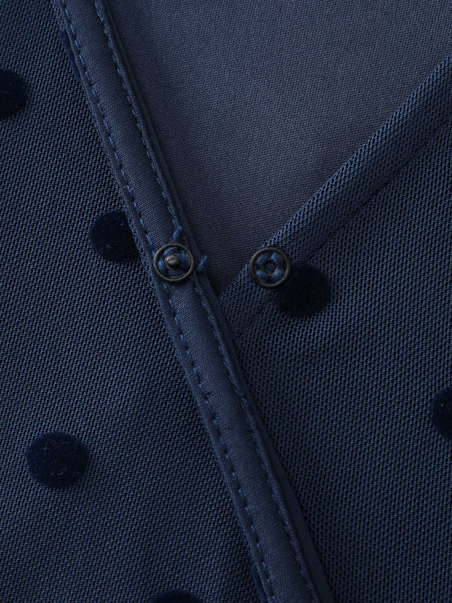 Polka Dot Textured Lace Trim Mini Dress